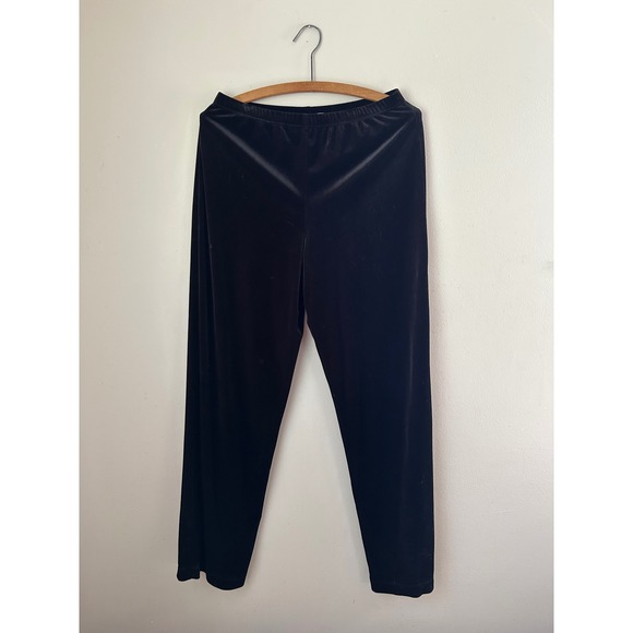 Y2K  Black Velvet Pants Womens M Stretch Casual Whismigoth Grunge Indie Glam - Picture 1 of 4